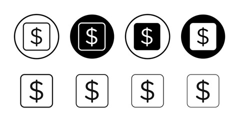 Dollar icon Black and white outline vector