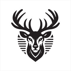 Deer head icon symbol vector illustration. Deer silhouette logo black and white. Deer logo vector template.
