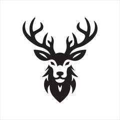 Deer head icon symbol vector illustration. Deer silhouette logo black and white. Deer logo vector template.
