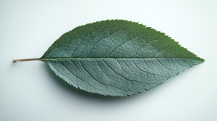 Obraz premium Peach leaf on a light surface highlighting texture and detail for natural and botanical design projects