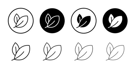 Leaf icon Black and white outline vector