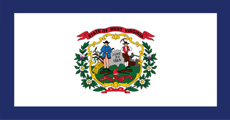 Official flag of the US state of West Virginia. Vector illustration
