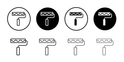 Paint roller icon Black and white outline vector