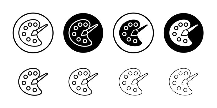 Palette icon Black and white outline vector