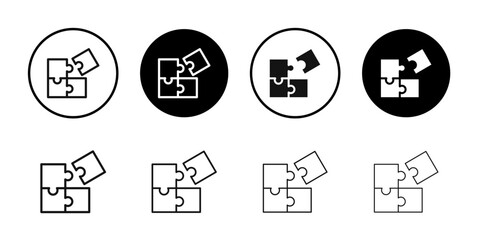 Puzzle icon Black and white outline vector