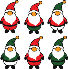 Six Festive Christmas Gnomes Red, Green, Holiday Cheer