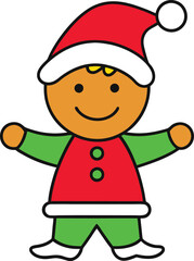Smiling Gingerbread Elf Christmas Cartoon Festive Holiday Cheer
