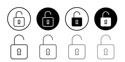 Unlock icon Black and white outline vector