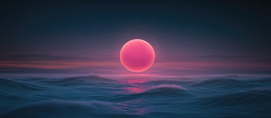 Vibrant sunset captured with zoom lens showcasing the harmony of technology and nature over tranquil ocean waves