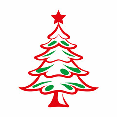 Merry Christmas Tree color image for illustration.