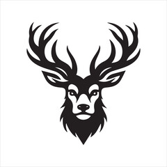 Deer head icon symbol vector illustration. Deer silhouette logo black and white. Deer logo vector template.
