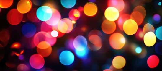 Fototapeta premium Colorful Bokeh Lights Background Creating Festive Atmosphere at Night Celebrations and Parties