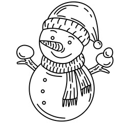 Snowman Christmas  Hand drawn illustration outline icon