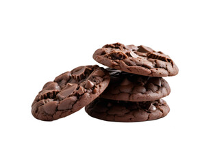 Obraz premium Close-up chocolate chip cookies isolated on white background. Suitable for marketing or business purposes. PNG file