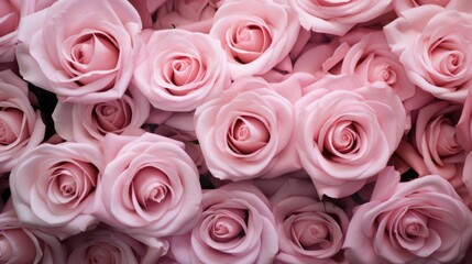 Naklejka premium Delicate arrangement of soft pink roses creating a romantic and elegant floral background for various design purposes