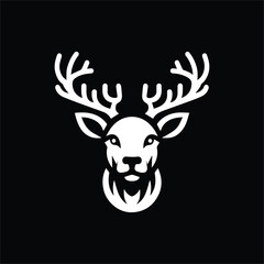 Deer head icon symbol vector illustration. Deer silhouette logo black and white. Deer logo vector template.
