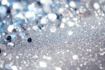 An elegant background with silver and blue sparkles, perfect for sophisticated New Year designs, party themes, and winter celebrations