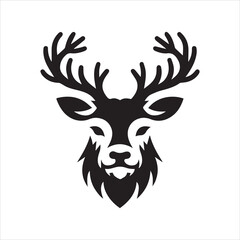Deer head icon symbol vector illustration. Deer silhouette logo black and white. Deer logo vector template.
