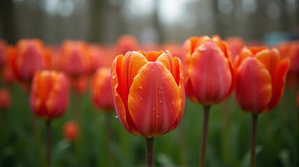 Fototapeta premium red and yellow tulip