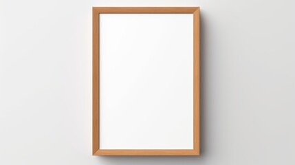 Modern vertical wooden frame mockup on a clean white background ideal for showcasing minimalistic art or poster designs in a sleek presentation