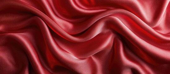 Fototapeta premium Luxurious red satin fabric draping elegantly with soft waves perfect for backgrounds and design projects