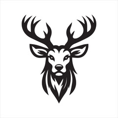 Deer head icon symbol vector illustration. Deer silhouette logo black and white. Deer logo vector template.
