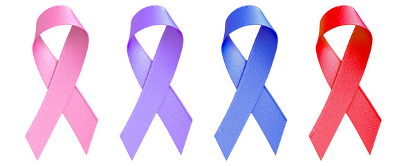 Ribbons with different colours for cancer day