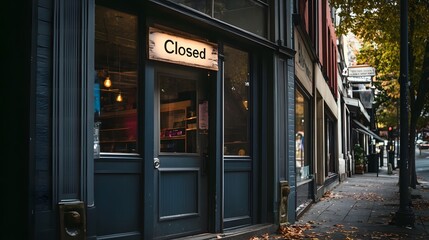 Closed small business storefront with a "For Lease" sign in the window, reflecting the challenges faced by local entrepreneurs in a changing economic landscape.
