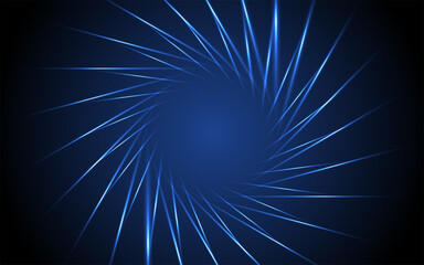 Obraz premium Glowing neon blue circular lines abstract futuristic tech background. Vector digital star rays design