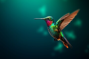 Fototapeta premium Close-Up of Colorful Hummingbird with Vray Detail
