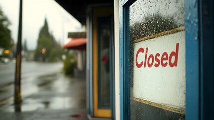 Fototapeta premium Closed small business storefront with a 
