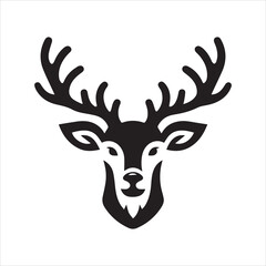 Deer head icon symbol vector illustration. Deer silhouette logo black and white. Deer logo vector template.
