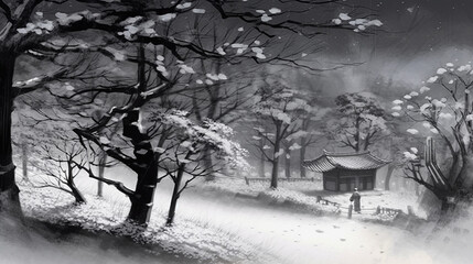 In the snowy winter, I feel happy in the snow