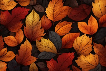 Autumn Leaves Pattern in Warm Earthy Tones for Seasonal Decor