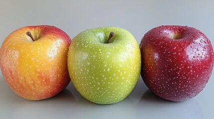 Fresh and vibrant apples in red yellow and green showcasing natural beauty and nutrition on an isolated background ideal for healthy eating promotions