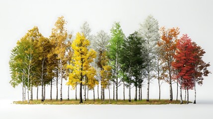 A beautiful assortment of trees, including ash, elm, and hawthorn, against a white background