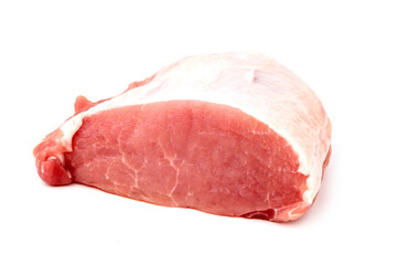 Raw pork cutlet on white background, Red meat pig