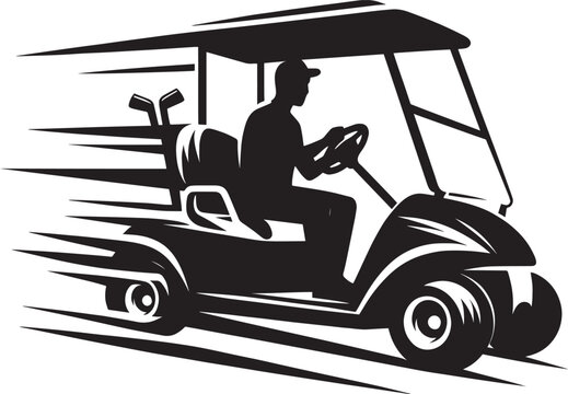 recommend clip art: Golf cart vehicle speed driving silhouette vector illustration isolated on a white background