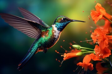 Obraz premium Vibrant Hummingbird Rendered with Stunning Accuracy