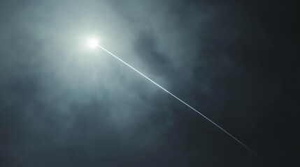 Night Sky with Airplane Trail and Bright Star 