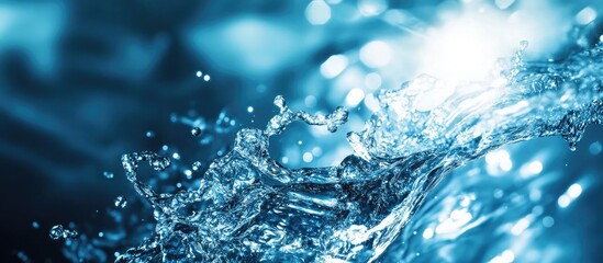 Dynamic Water Splash in Blue Abstract Background for Environmental Engineering Themes