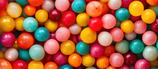 Colorful balloons scattered on a vibrant background symbolizing joy and celebration for festive occasions and special events.
