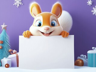 Winter background template with animal characters and copy space