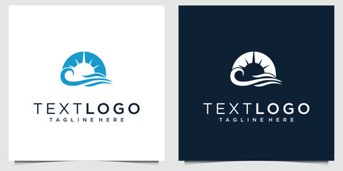 Beach or coast logo in simple sun and ocean shape © mastinflowᵀᴹ