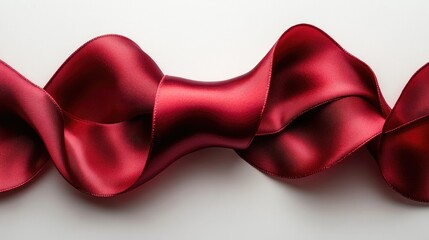 Elegant shiny red satin ribbon beautifully arranged against a clean white background for festive and decorative themes.
