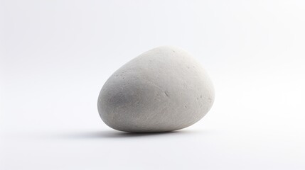 Single smooth stone positioned on a clean white background for minimalist design and nature-inspired compositions in art and photography.