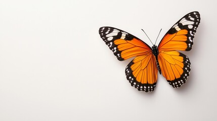 Obraz premium Close-Up of a Vibrant Orange Butterfly on White Background