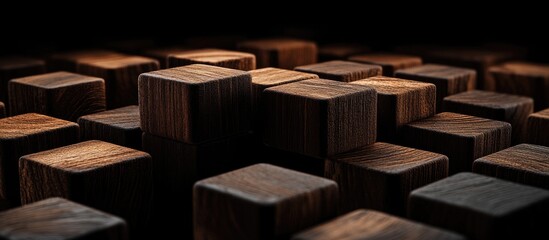 Wooden blocks creating a pattern symbolizing communication connectivity and digital interaction concepts in a modern setting