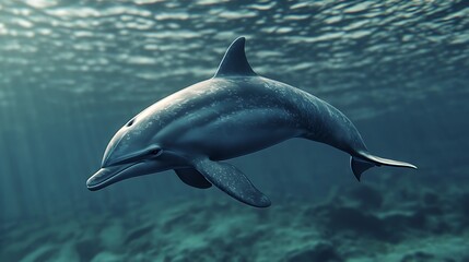 Marine Wildlife Dolphin Realistic 3D Ocean Scene Beautiful Underwater Render Illustration