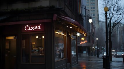 Obraz premium Closed small business storefront with a 